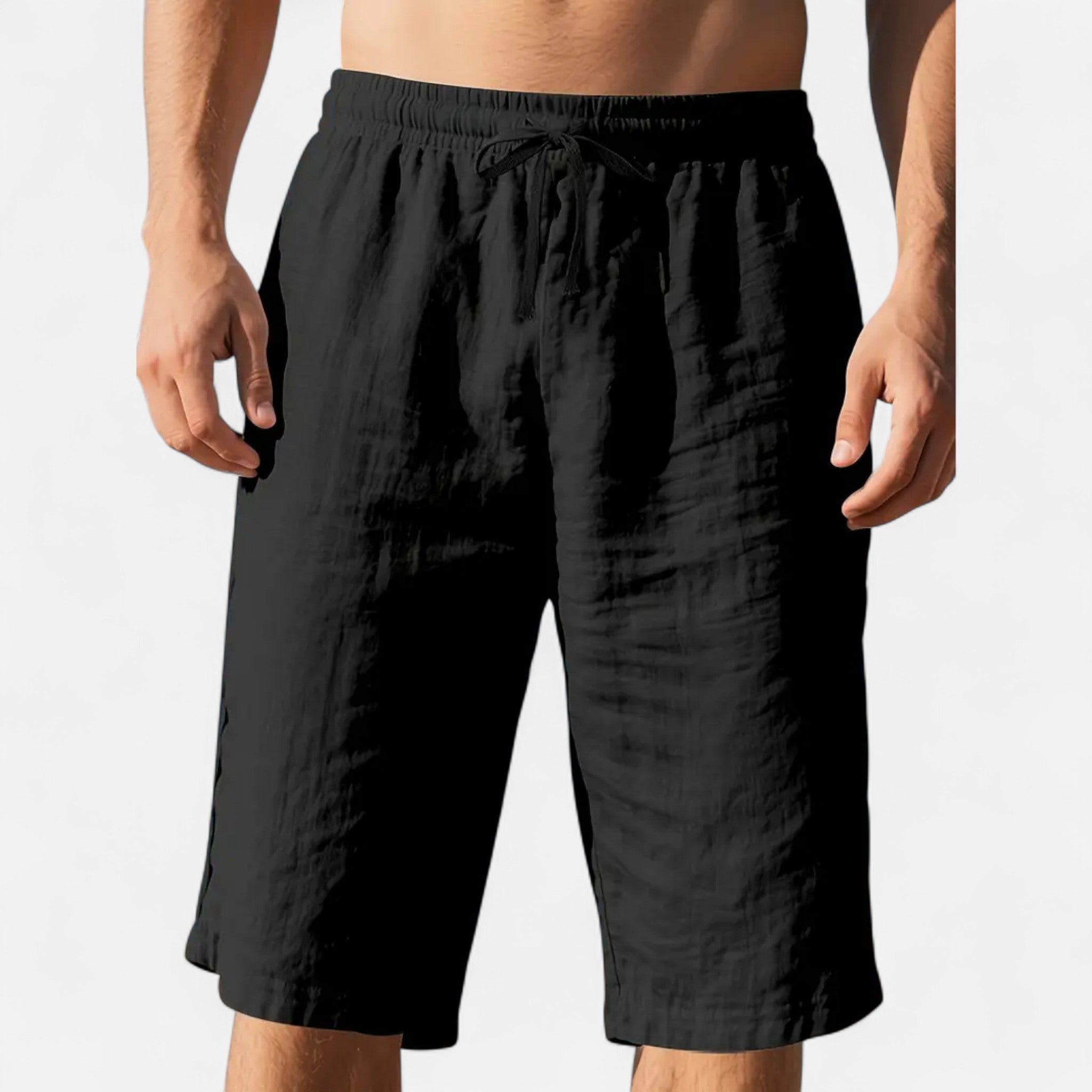 Velqlo | Men’s Linen Shorts – Lightweight Mid-Calf Summer Elegance