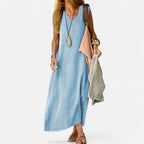 Velqlo | Women’s V-Neck Sleeveless Dress – Soft Lightweight Elegance