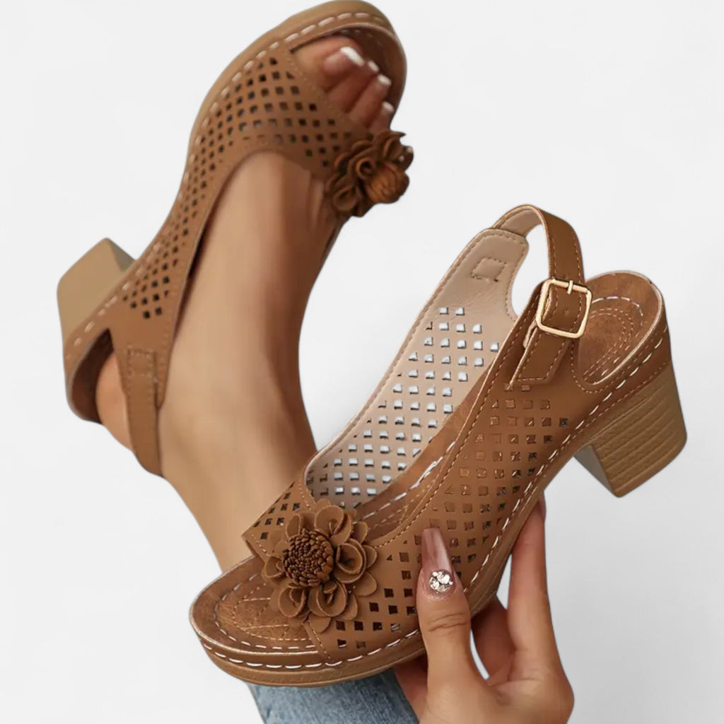 Velqlo | Women’s White Wedge Sandals – Floral Elegance
