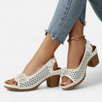 Velqlo | Women’s White Wedge Sandals – Floral Elegance