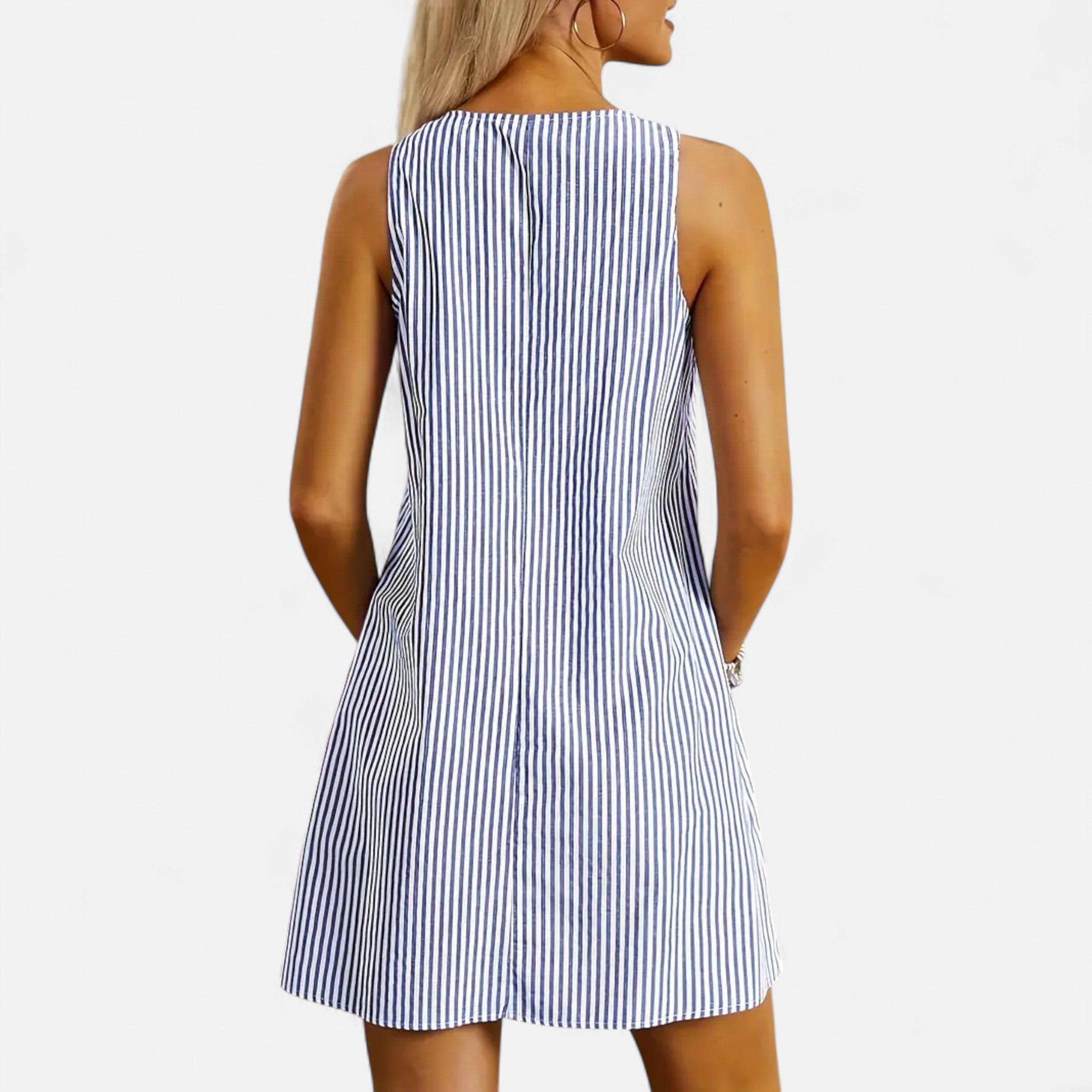 Velqlo | Women’s Striped A-Line Dress – Casual Summer Elegance