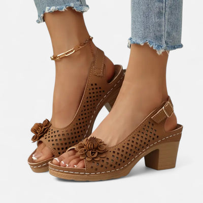 Velqlo | Women’s White Wedge Sandals – Floral Elegance
