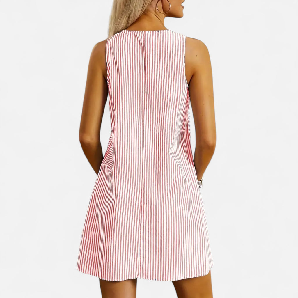 Velqlo | Women’s Striped A-Line Dress – Casual Summer Elegance