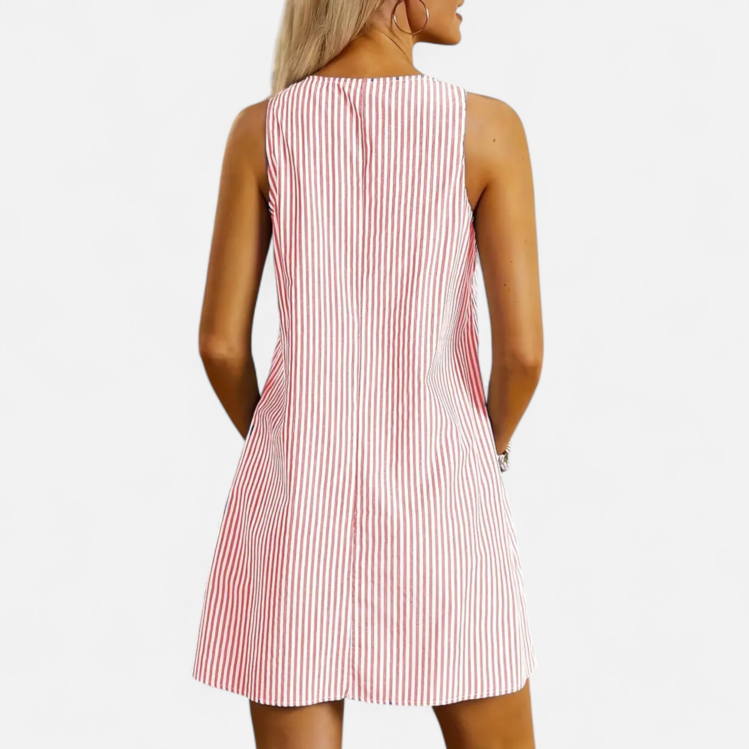 Velqlo | Women’s Striped A-Line Dress – Casual Summer Elegance