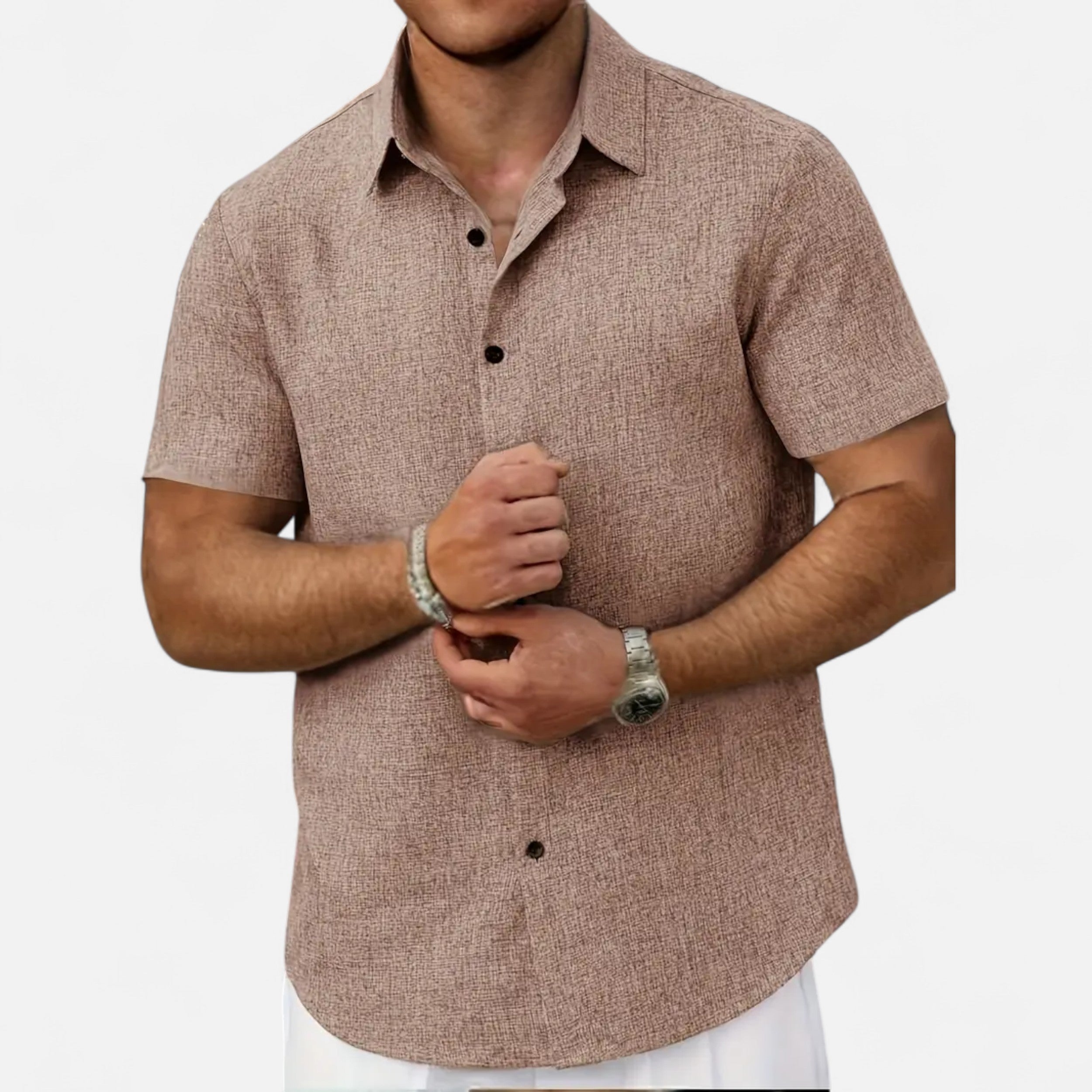 Velqlo | Men’s Linen-Blend Short Sleeve Shirt