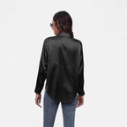 Velqlo | Women’s Satin-Finish Long Sleeve Blouse – Chic Formal Elegance