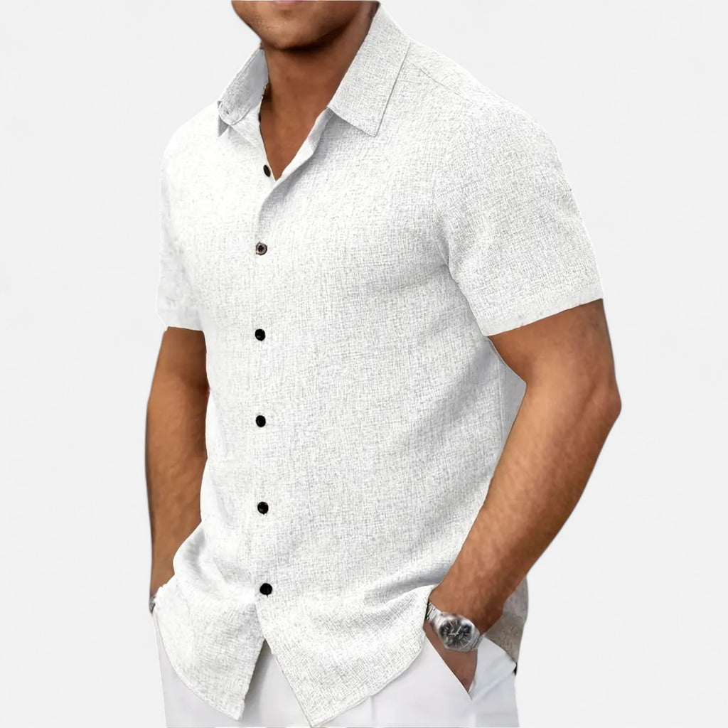 Velqlo | Men’s Linen-Blend Short Sleeve Shirt