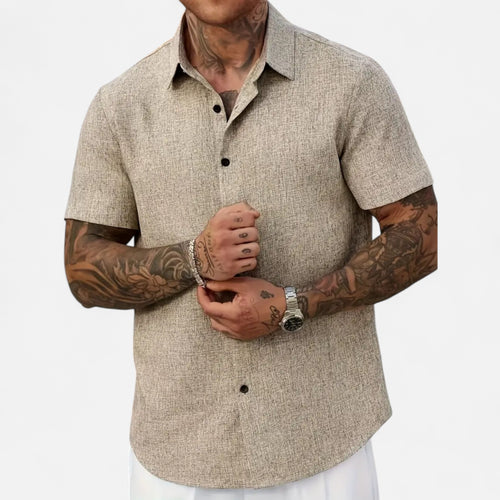 Velqlo | Chemise Homme à Manches Courtes en Mélange de Lin