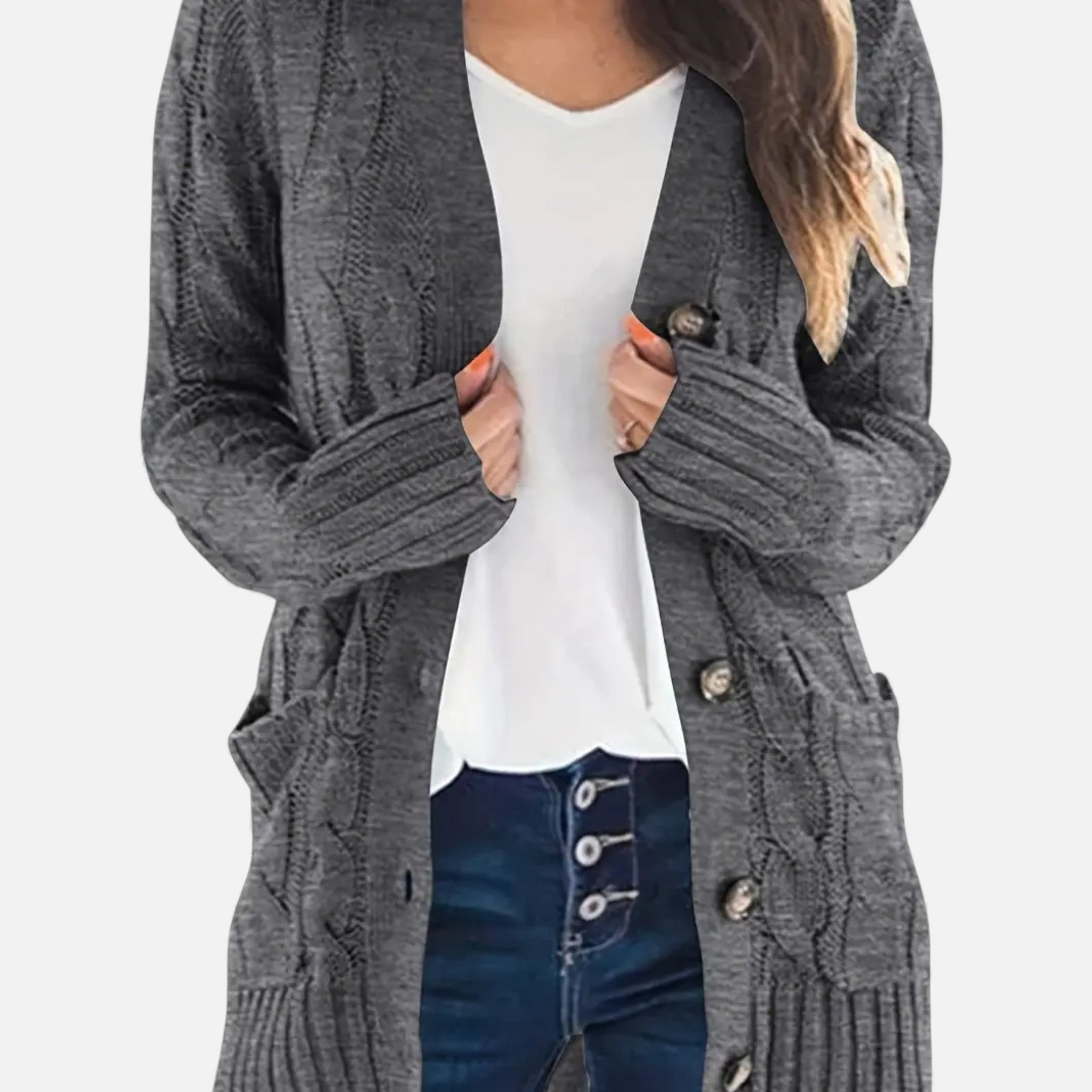 Velqlo | Cardigan Femme Torsadé Élégance Héritage Olive