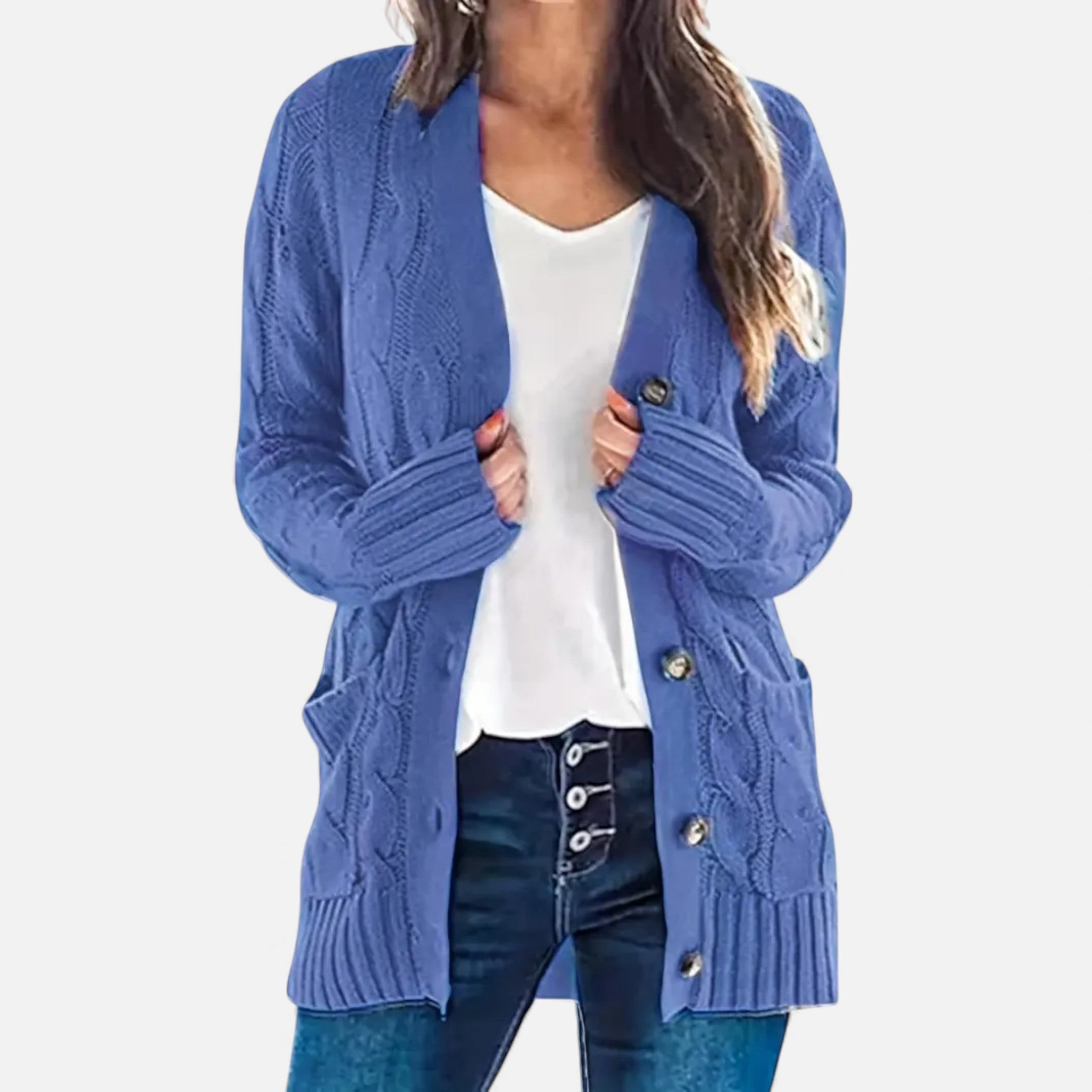 Velqlo | Cardigan Femme Torsadé Élégance Héritage Olive