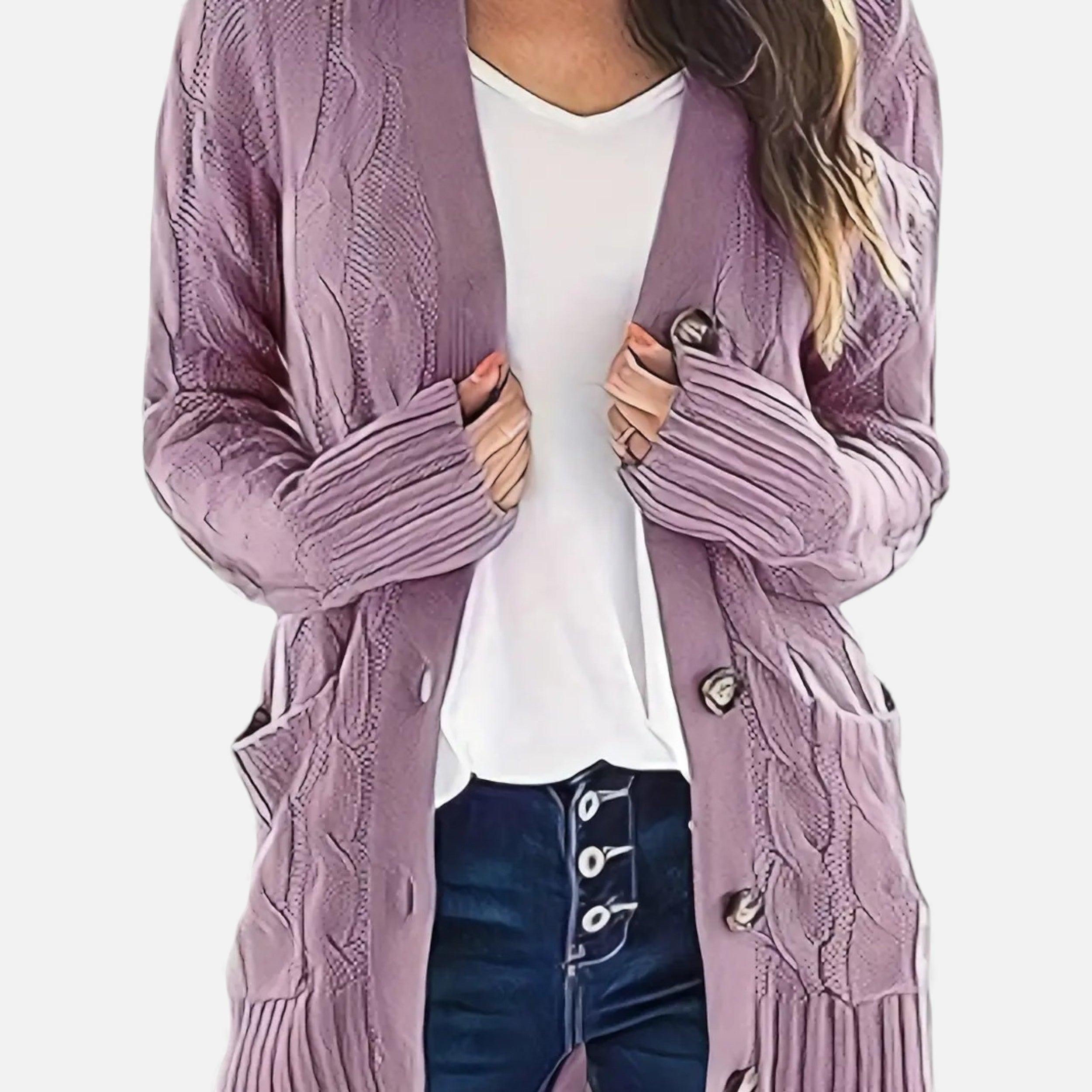 Velqlo | Cardigan Femme Torsadé Élégance Héritage Olive