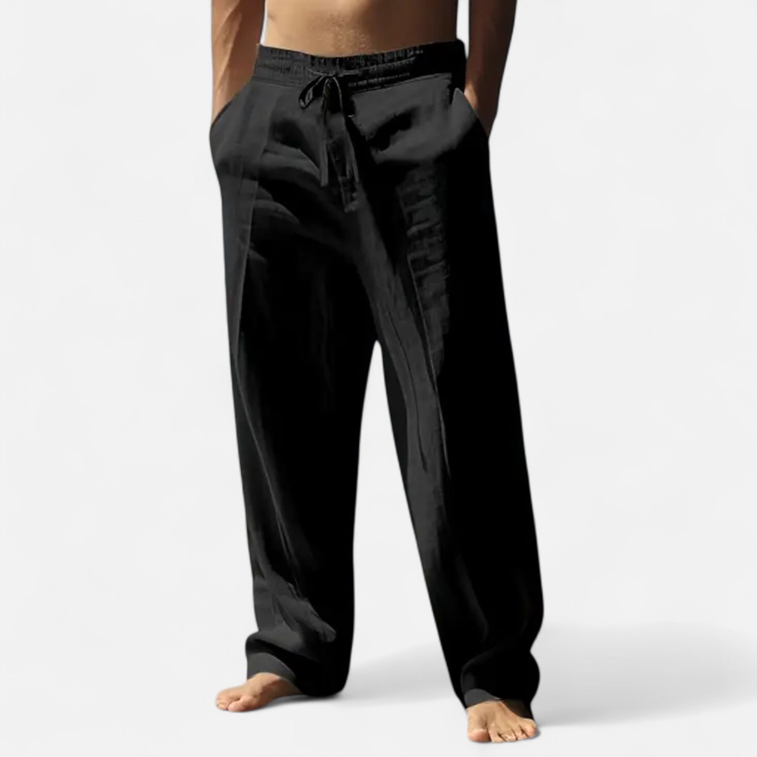 Velqlo | Men’s Beige Linen Pants – Relaxed All-Season Comfort
