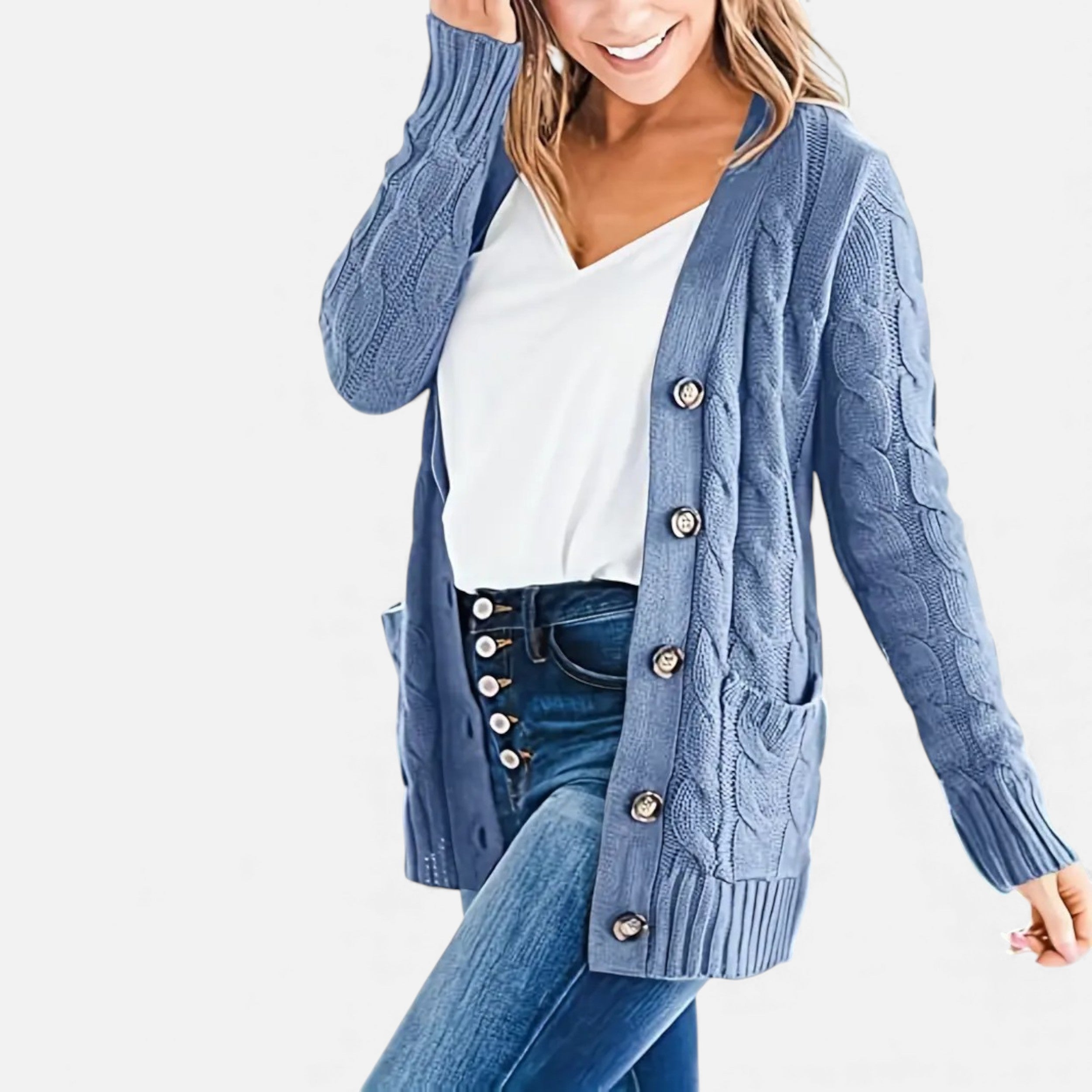 Velqlo | Cardigan Femme Torsadé Élégance Héritage Olive