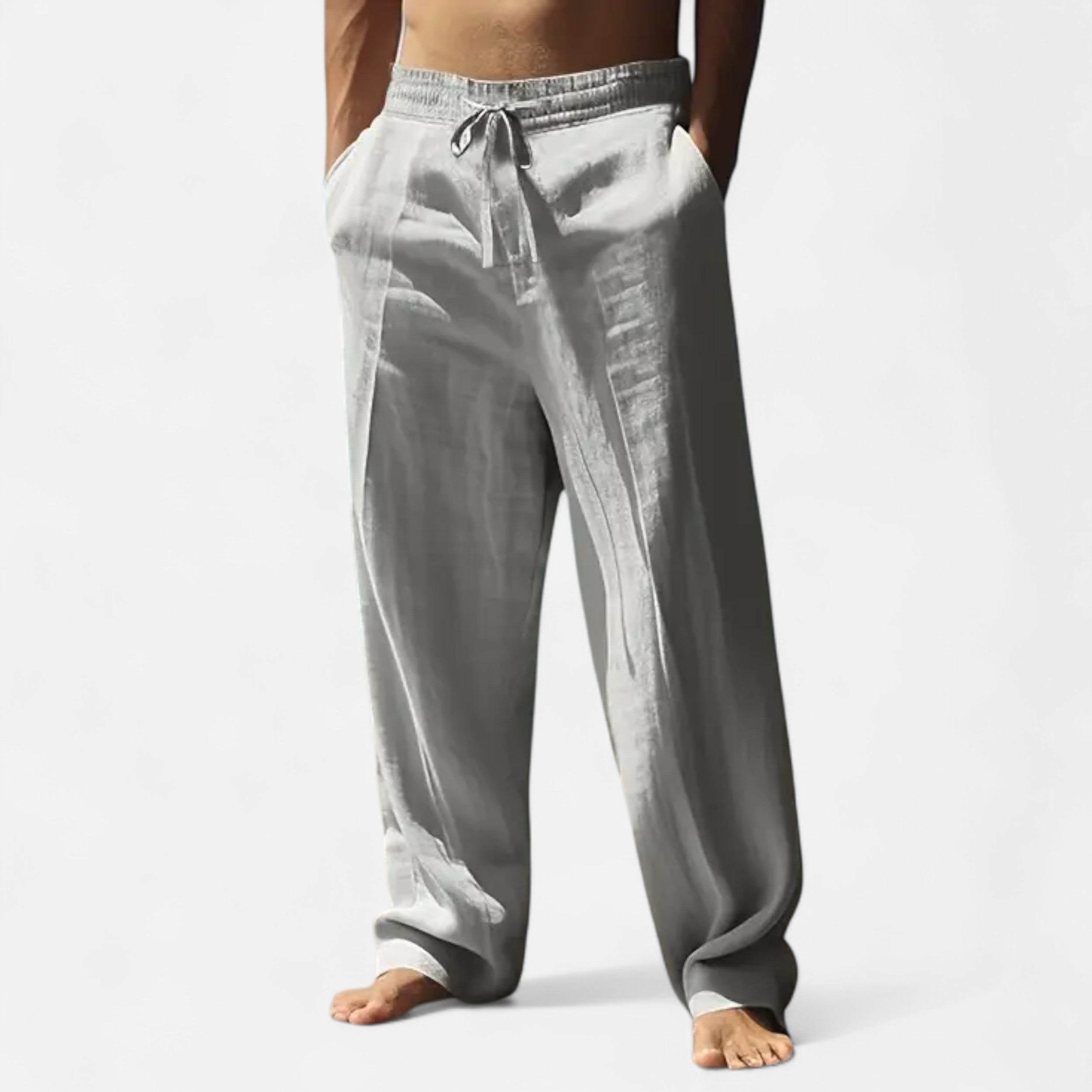 Velqlo | Men’s Beige Linen Pants – Relaxed All-Season Comfort