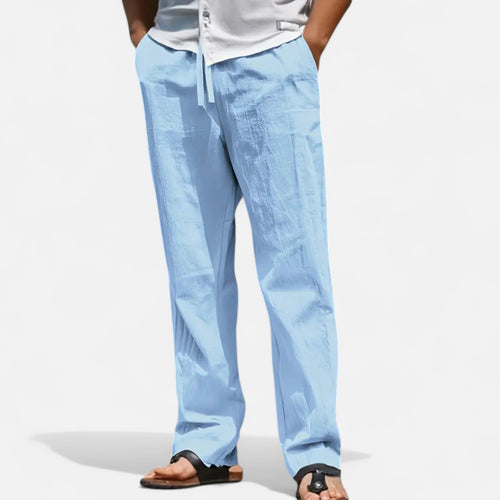 Velqlo | Men’s Beige Linen Pants – Relaxed All-Season Comfort