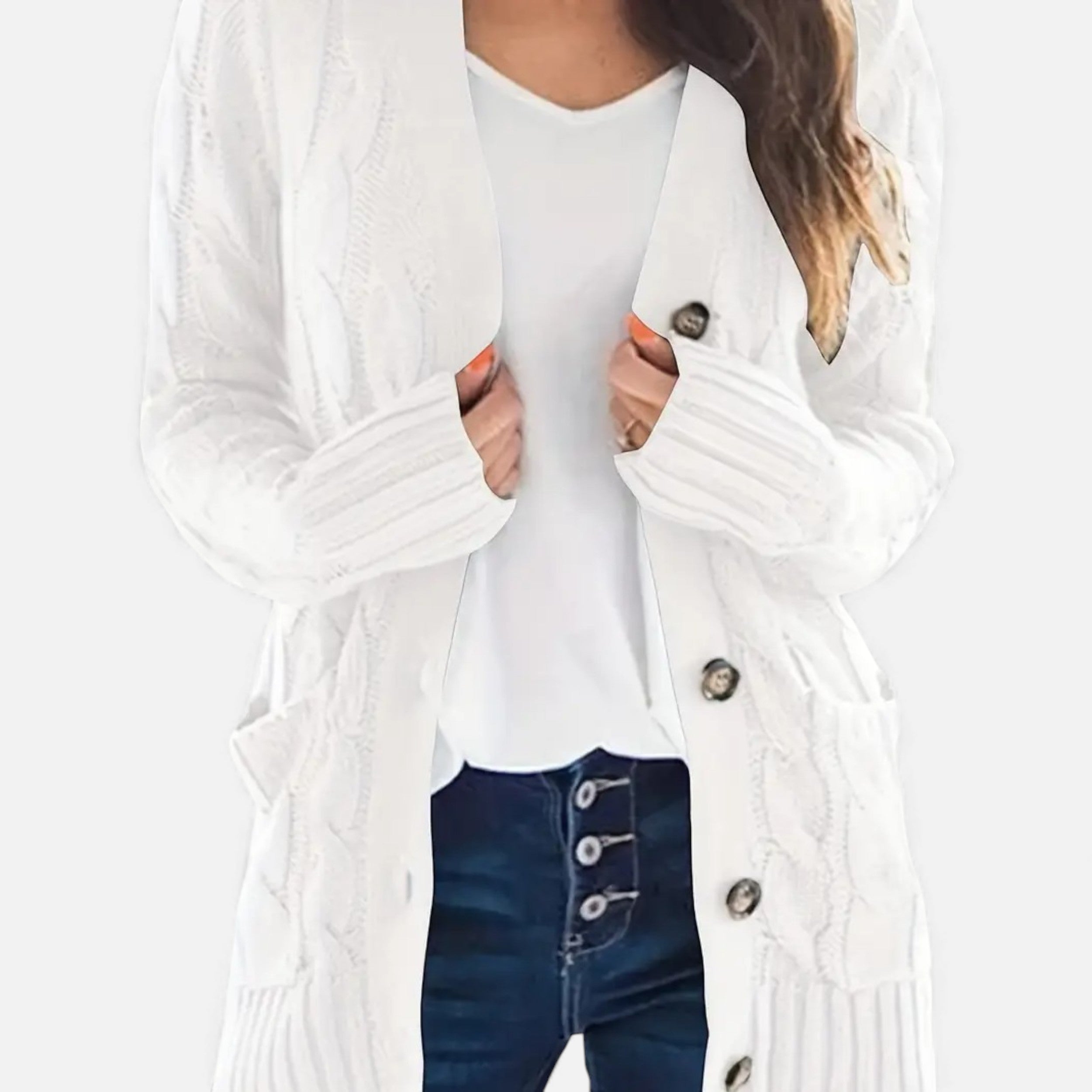 Velqlo | Cardigan Femme Torsadé Élégance Héritage Olive