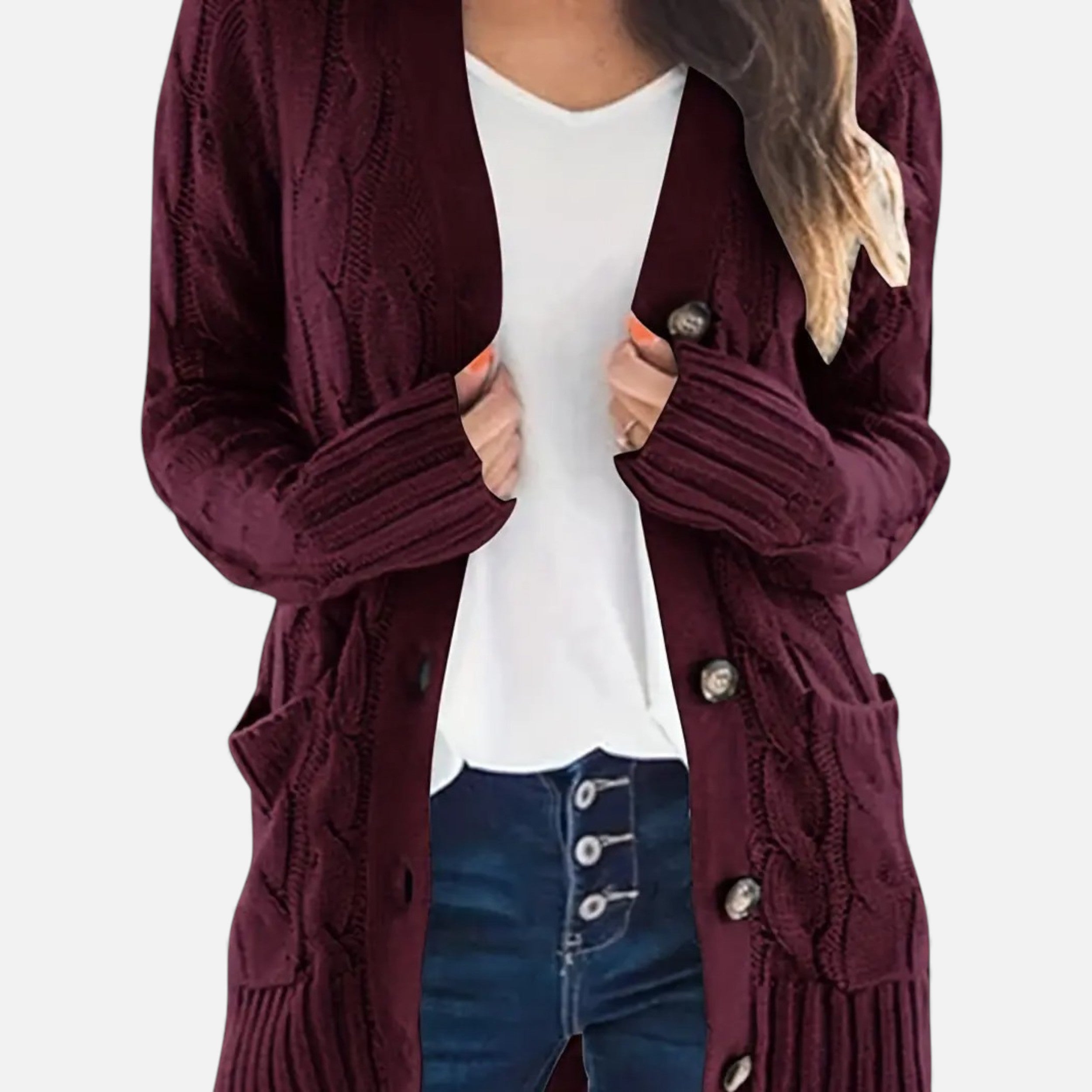 Velqlo | Cardigan Femme Torsadé Élégance Héritage Olive