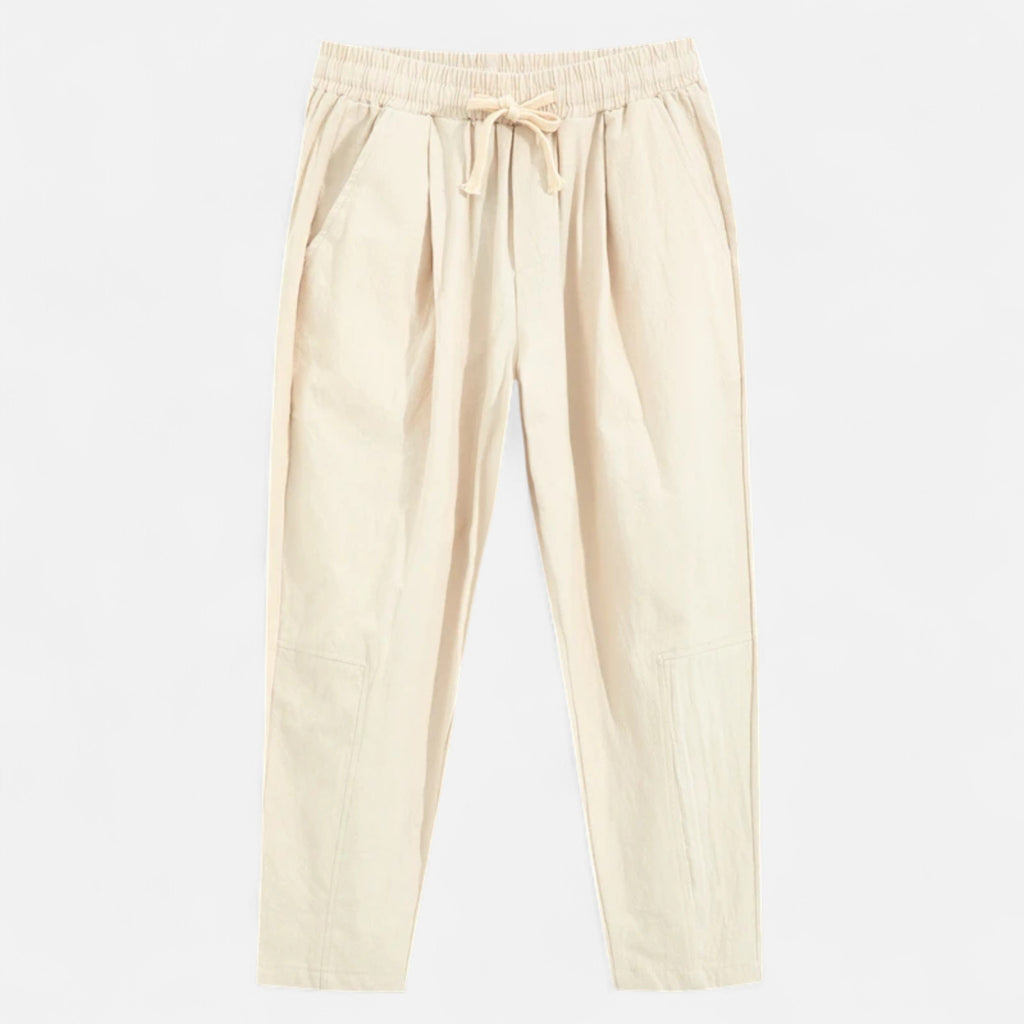 Velqlo | Men’s Trousers – Cotton Linen Straight Fit Elegance