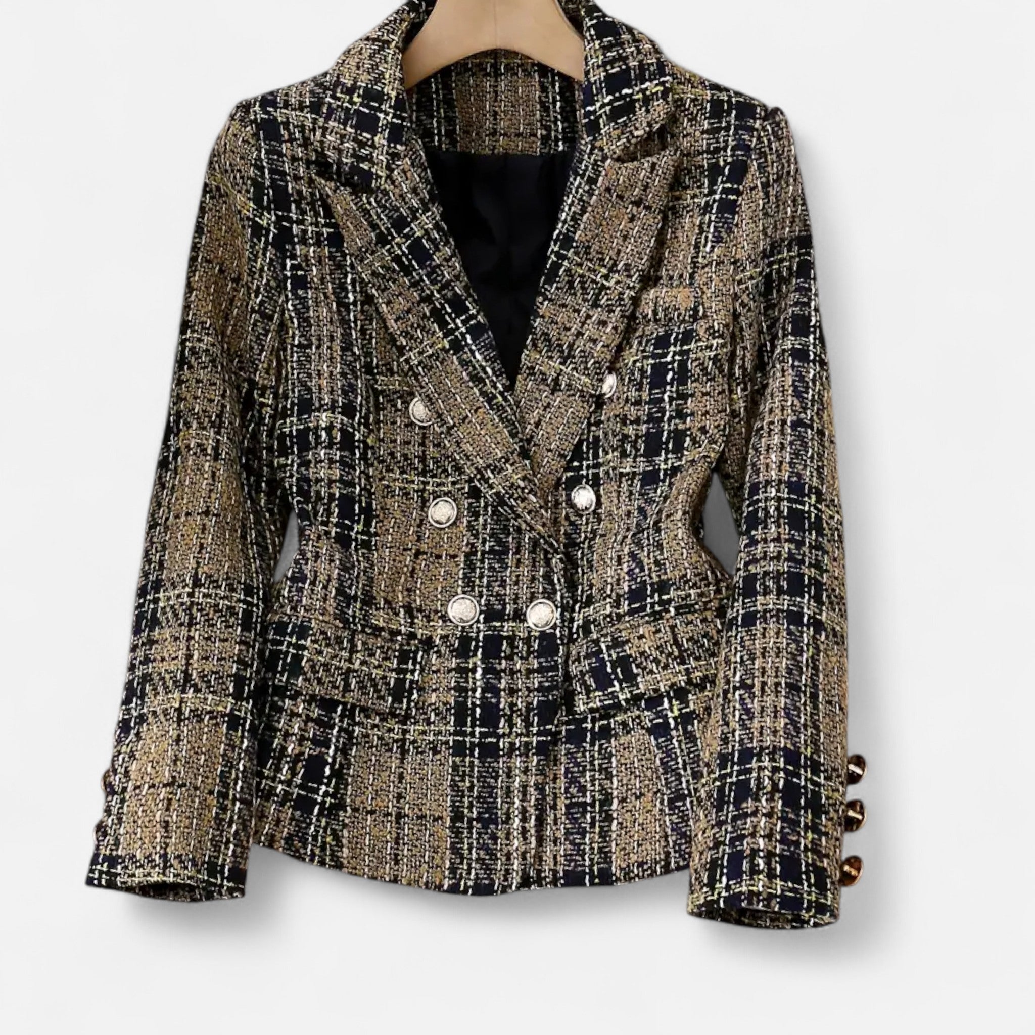Velqlo | Blazer en tweed à carreaux pour femme