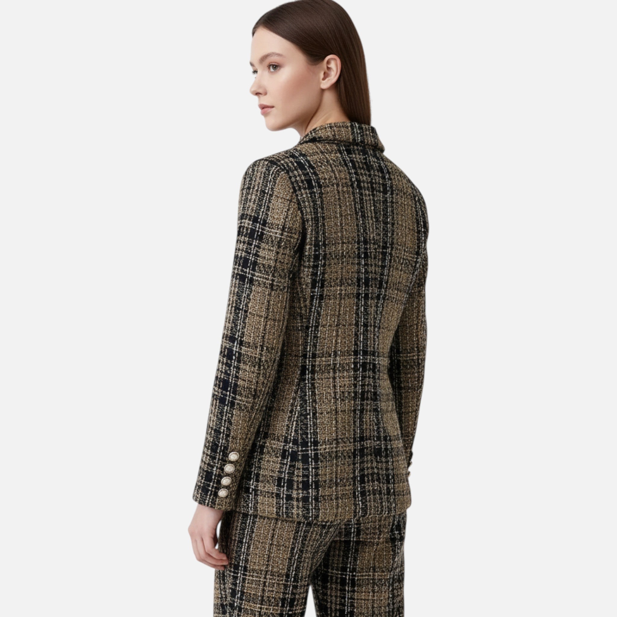 Velqlo | Blazer en tweed à carreaux pour femme