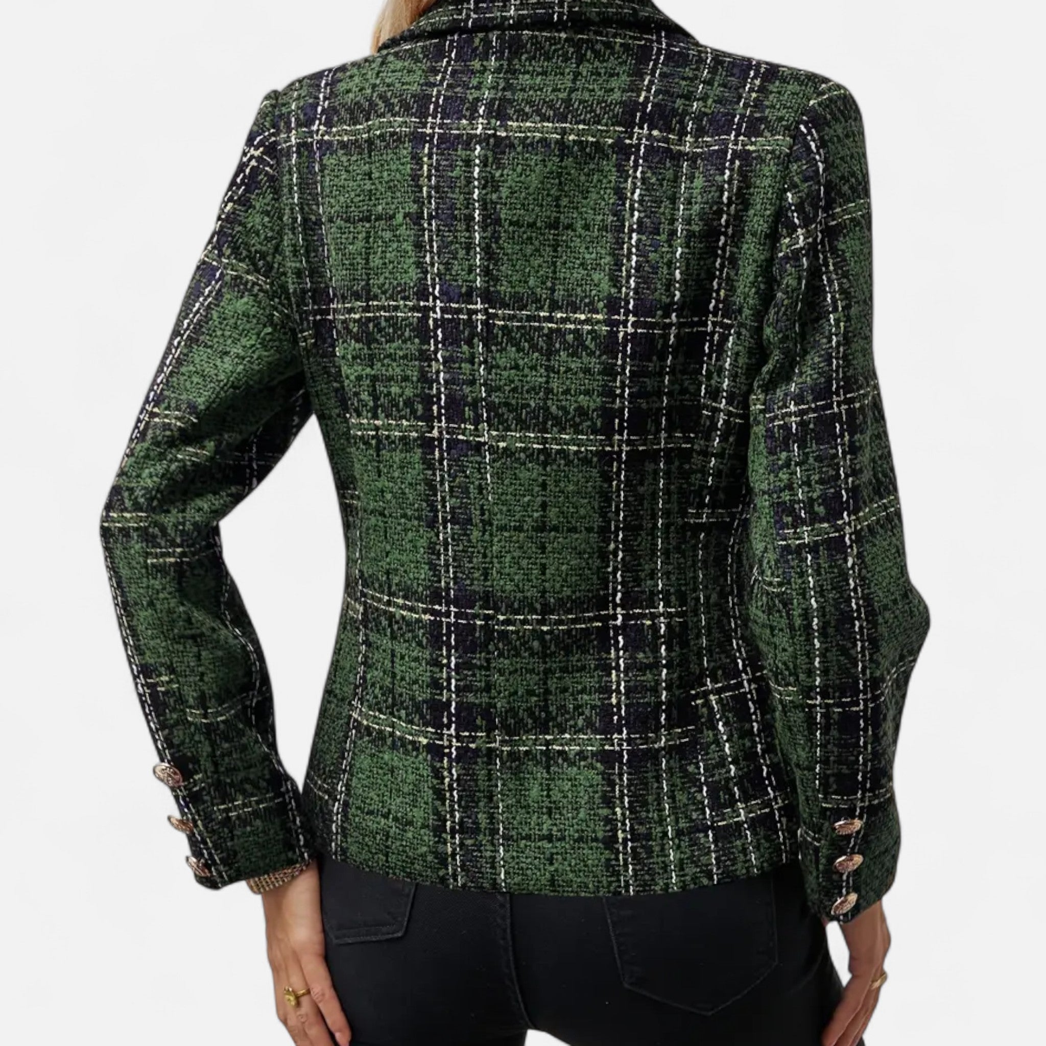 Velqlo | Blazer en tweed à carreaux pour femme